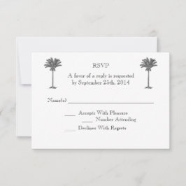 Formal Palm Tree Tropical Island Wedding RSVP Karte