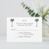 Formal Palm Tree Tropical Island Wedding RSVP Karte (Stehend Vorderseite)