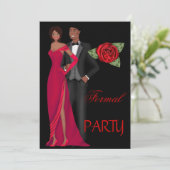 Formal Party Gold Schwarz Rotes Kleid Schwarze Kra Einladung (Stehend Vorderseite)