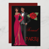 Formal Party Gold Schwarz Rotes Kleid Schwarze Kra Einladung (Vorne/Hinten)