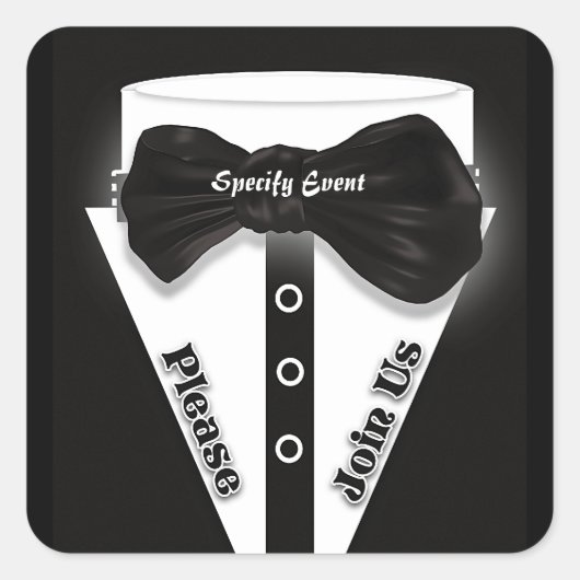 Formal Party tuxedo Eleganz Quadratischer Aufkleber (Vorderseite)