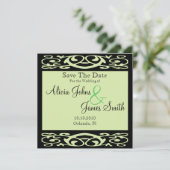 Formal Pastel Green Save the Date Card (Stehend Vorderseite)