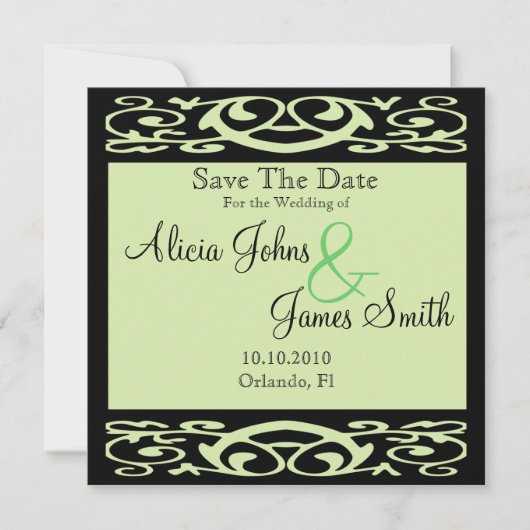Formal Pastel Green Save the Date Card (Vorderseite)