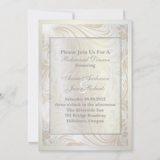 Formal Pearl Damask Probe Einladung (Rückseite)