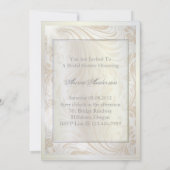 Formal Pearl White Damask Vintages Brautparty Einladung (Rückseite)