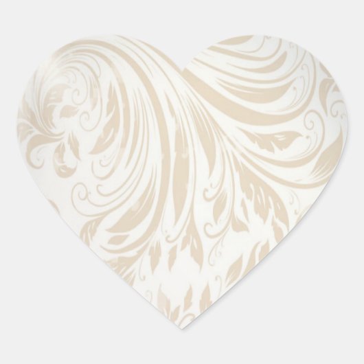 Formal Pearl White Damask Wedding Gefallen Herz-Aufkleber (Vorderseite)