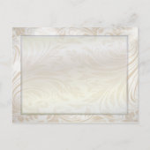 Formal Pearl White Damask Wedding Save the Date Ankündigungspostkarte (Rückseite)