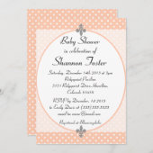 Formal Pfirsich Polka Dots Babydusche Einladung (Vorne/Hinten)