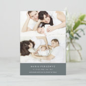 Formal Photo Gray Baby Birth Announcement Card Einladung (Stehend Vorderseite)