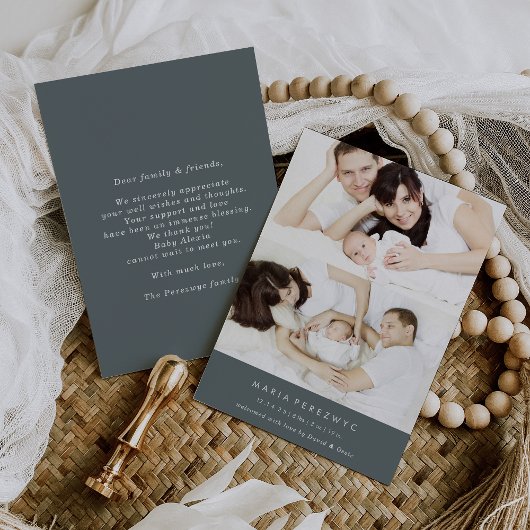 Formal Photo Gray Baby Birth Announcement Card Einladung