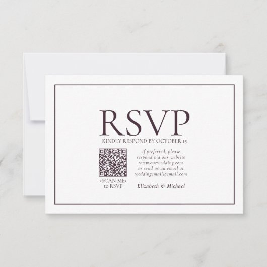 Formal Plum Classic QR Code Wedding RSVP (Vorderseite)