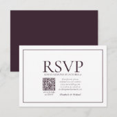 Formal Plum Classic QR Code Wedding RSVP Karte (Vorne/Hinten)