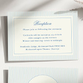 Formal Preppy French Blue Stripes Empfang Begleitkarte