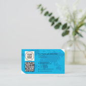 Formal QR Beruflich Moderne Marine Weltkarte Visitenkarte (Stehend Vorderseite)