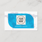 Formal QR Beruflich Moderne Marine Weltkarte Visitenkarte (Rückseite)