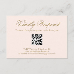 Formal QR Code Gold Blush Wedding RSVP Karte