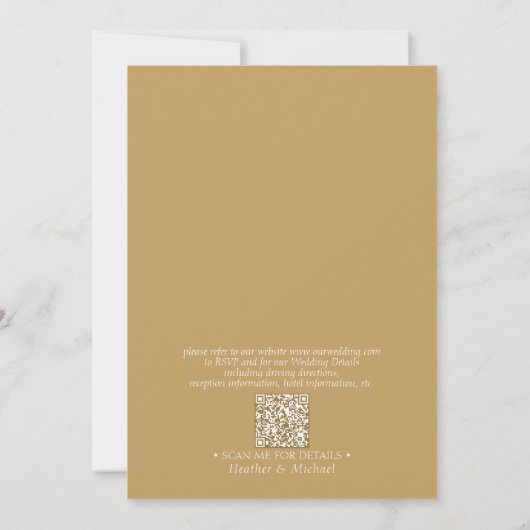 Formal QR Code Gold Monogram Calligrafy Wedding Einladung (Rückseite)