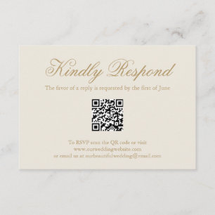 Formal QR Code Neutral Gold Elfenbein Elegante Hoc RSVP Karte
