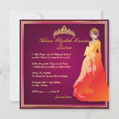 Formal Quinceañera/Quince años Prinzessin Einladung (Rückseite)