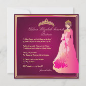 Formal Quinceañera/Quince años Prinzessin Einladung (Rückseite)