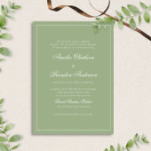 Formal Real Sage Green Border Script Wedding Einladung