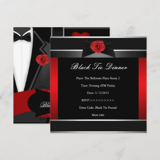 Formal Red Black Krawatte Dinner Corporate Einladu Einladung