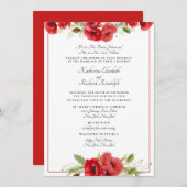 Formal Red Floral 2 Veranstaltungsorte Einladung H (Vorne/Hinten)