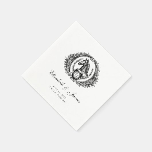Formal Reitpferd Monogram Wappen Wedding Serviette (Ecke)