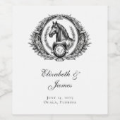 Formal Reitpferd Monogram Wappen Wedding Weinetikett (Einzelnes Label)
