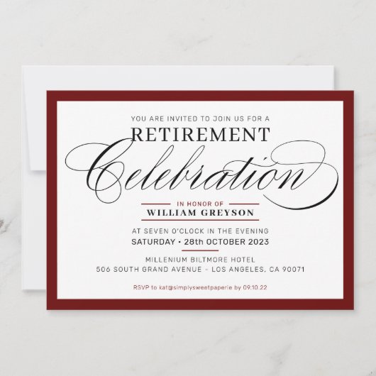 FORMAL RETIREMENT PARTY EINLADUNG (Vorderseite)