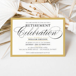 FORMAL RETIREMENT PARTY Modernes Edelgold Einladung