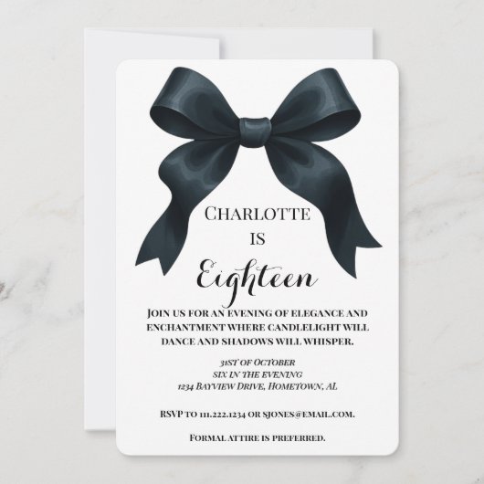 Formal Ribbon Birthday Invite - Gold Star Einladung (Vorderseite)