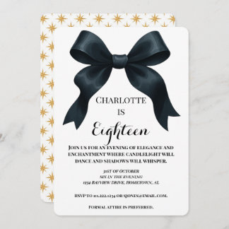 Formal Ribbon Birthday Invite - Gold Star Einladung