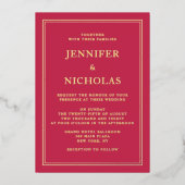 Formal rosa Hochzeit Gold Folieneinladung (Vorderseite)