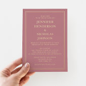 Formal rosa Hochzeit Gold Folieneinladung