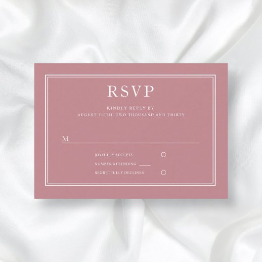 Formal rosa Hochzeitkarte RSVP Karte