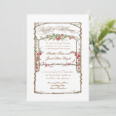 Formal Rote Rose Floral Trellis Wedding Einladung (Stehend Vorderseite)