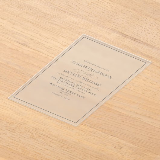 Formal Sage Green Classic Script Hochzeit Acryleinladungen (Ablage )