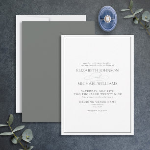 Formal Sage Green Classic Script Hochzeit Einladung