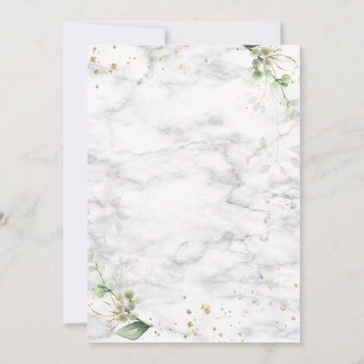 Formal Sage Green Greenerenerity Gold Marmor Hochz Einladung (Rückseite)