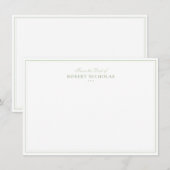 Formal Sage Green Script Two Border Stationery Mitteilungskarte (Vorne/Hinten)