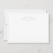 Formal Sage Green Script Two Border Stationery Mitteilungskarte (Vorderseite)