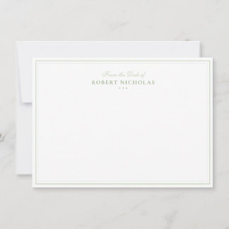 Formal Sage Green Script Two Border Stationery Mitteilungskarte