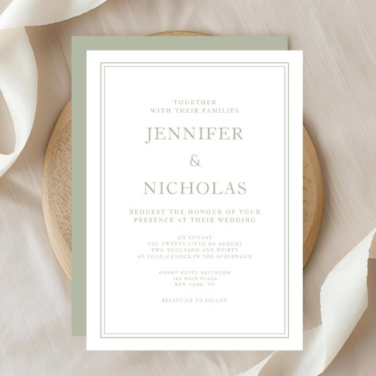 Formal Sage Green Wedding Einladung