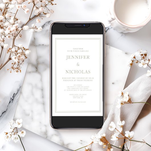 Formal Sage Green Wedding Einladung