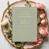 Formal Sage Green Wedding Gold Folieneinladung