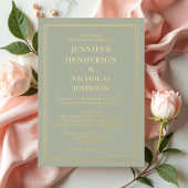 Formal Sage Green Wedding Gold Folieneinladung