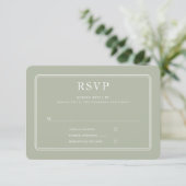 Formal Sage Green Wedding RSVP Karte (Stehend Vorderseite)