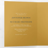 Formal Satin Gold Navy Moderne Hochzeit Dreifach Gefaltete Karte (Innen Erste Seite)