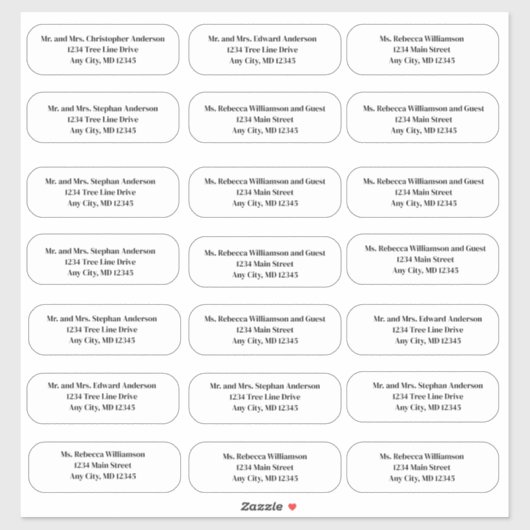 Formal-Schriftart-Briefumschlag-Adressenaufkleber Aufkleber (Blatt)